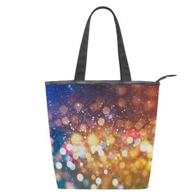 Alaza Tote Kanvas Soyut Defocused Bulanık Güzel Parlak 14×4.5×15 inç Çoklu Kadın Omuz El Çantası