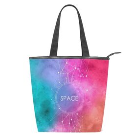 Alaza Tote Kanvas Uzay Kadın Galaksi 14×4.5×15 inç Çoklu Kadın Omuz El Çantası