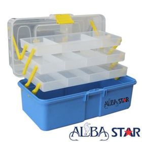 Albastar 16 inç Şeffaf Kapaklı Raflı Balıkçı Çantası