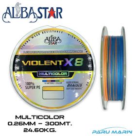 Albastar Violent 8x Multicolor 300 mt 0.26 mm İp Misina