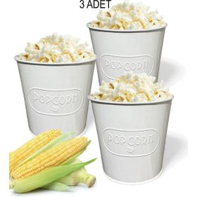 AlbiFoni Beyaz Metal 14.5 cm 3 Adet Popcorn Kutusu
