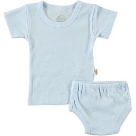 Albimini 42769 Mavi Minidamla Kaşkorse Bebe Kısa Kol Çamaşır Takımı