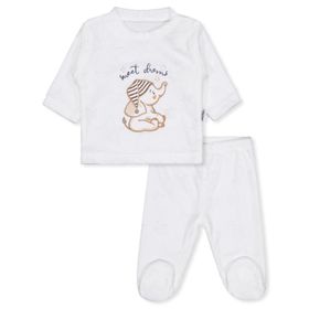 Albimini Minidamla Filli Ekru 2-6 Ay 2'li Nakış Patikli Pijama Takımı