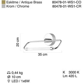 Albino 80478-01-WS1-CR 35'lik Ledli Krom Aplik
