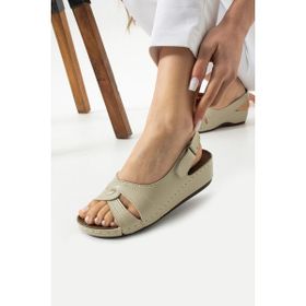 Albishoes Stride Krem Kadın Anatomik Tabanlı Topuklu Şık Sandalet