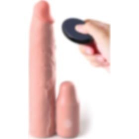 Albonishop Fantasy Extension Elit Kumandalı Titreşimli 22 cm Uzatmalı Silikon Penis Kılıfı