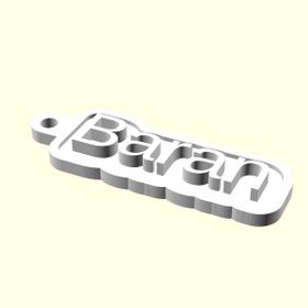 Aldım Geldi Baran Kişiye Özel Üretim Organik Plastik Beyaz Renk 3D Baskı Anahtarlık