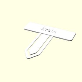 Aldım Geldi Ersin İsme Özel Tasarım Organik Plastik Beyaz Renk 3D Baskı Kitap Ayracı