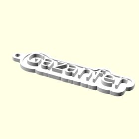Aldım Geldi Gazanfer Kişiye Özel Üretim Organik Plastik Beyaz Renk 3D Baskı Anahtarlık Tutucu