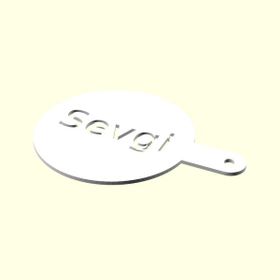 Aldım Geldi Sevgi İsme Özel Tasarım Kahve Köpük Tasarımı İçin Organik Plastik 3D Baskı Şablon