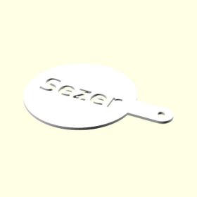 Aldım Geldi Sezer İsme Özel Tasarım Kahve Köpük Tasarımı İçin Organik Plastik 3D Baskı Şablon