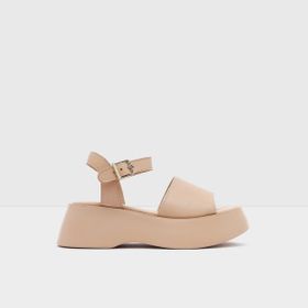 Aldo Khloe Hakiki Deri Bej Düz Kadın Sandalet