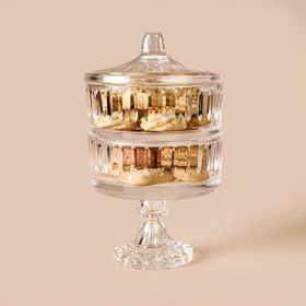 Alegre Glass Ayaklı Kapaklı Pupa 14x21 cm Kurabiyelik