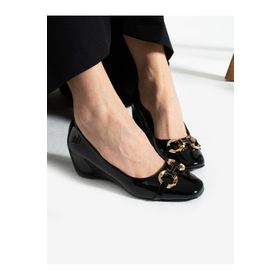 Alemdar Shoes Manu Siyah Rugan Gizli Topuk Kadın Ayakkabı