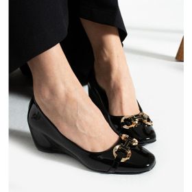 Alemdar Shoes Manu Siyah Rugan Gizli Topuk Kadın Ayakkabı