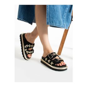 Alemdar Shoes Siyah Triko Taş Detay Kadın Terlik
