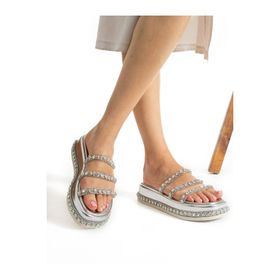 Alemdar Shoes Slay Gümüş Taş Detay Kadın Terlik
