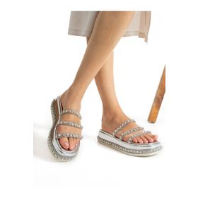 Alemdar Shoes Slay Gümüş Taş Detay Kadın Terlik