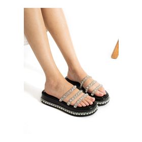 Alemdar Shoes Slay Siyah Taş Detay Kadın Terlik