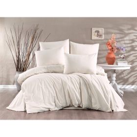 Alena Home Gold Serisi Düz Ekru 180 x 200 cm Çift Kişilik Lastikli Çarşaflı Nevresim Takımı