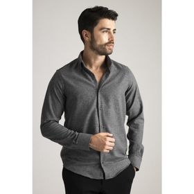 Alenmeza Erkek Gri Kışlık Melanj Oduncu Cepsiz Modern Fit Gömlek