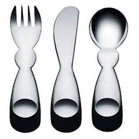 Alessi AM41S3 Gümüş Çocuk Çatal Bıçak Takımı