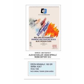 Alex 25x35 165 gr Scholler Spiralli Resim Defteri