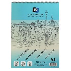 Alex Schoeller 0452 A3 120 gr 40 Yaprak Üstten Spiralli Eskiz Defteri