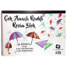 Alex Schoeller 35x50 cm 120 gr 25 Yaprak Çok Amaçlı Renkli Resim Blok