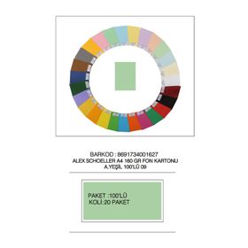 Alex Schoeller A4 100'lü 160 gr Açık Yeşil Fon Kartonu