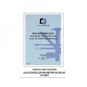 Alex Schoeller A4 20 Yaprak 80 gr Mavi Millimeter Blok