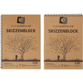 Alex Schoeller A4 90 gr 60 Yaprak Kraft Spiralli Eskiz Blok