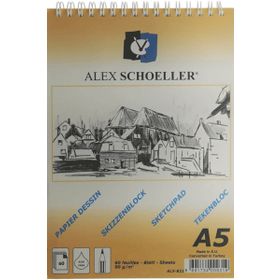 Alex Schoeller A5 90 gr 60 Sayfa Spralli Eskiz Çizim Blok