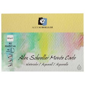 Alex Schoeller ALX-0210 Monte Carlo Blok 300 gr 10 Yaprak A3 Sulu Boya