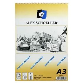 Alex Schoeller ALX-822 90 gr A3 Spiralli Eskiz Bloknot