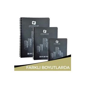 Alex Schoeller Black Notebook Siyah 120 gr 60 Yaprak Spiralli Defter