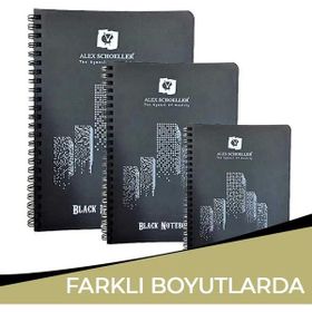 Alex Schoeller Black Notebook Siyah 120 gr 60 Yaprak Spiralli Defter