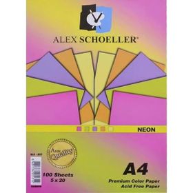 Alex Schoeller Neon Renkler A4 100'lü Karışık Fon Kartonu