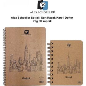 Alex Schoeller Sert Kapak Kareli 70 gr 80 Yaprak Spiralli Defter