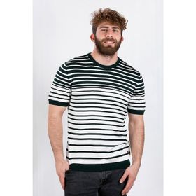 Alexandergardi AG504802 Yeşil Beyaz Erkek Çizgili T-Shirt