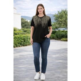 Alexandergardı Baskılı Bisiklet Yaka Siyah T-shirt