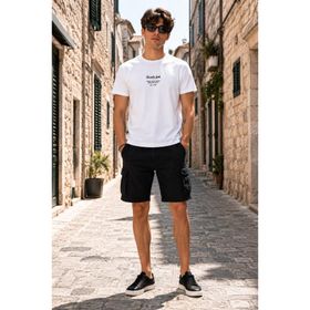 Alexandergardı Baskılı Bisiklet Yaka Siyah T-shirt