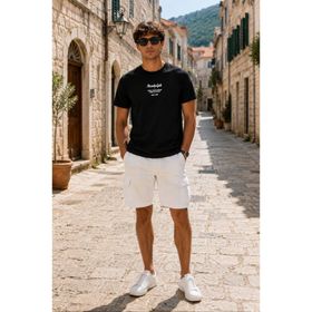 Alexandergardı Baskılı Bisiklet Yaka Siyah T-shirt