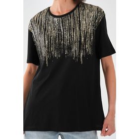 Alexandergardı Baskılı Bisiklet Yaka Siyah T-shirt