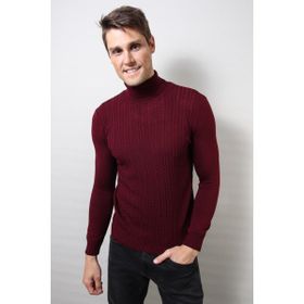 Alexandergardi E20-18820 Bordo Balıkçı Yaka Saç Örgü Kazak