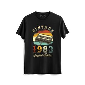 Alfa 93871 Vintage 1983 Limeted Edition Siyah Kadın T-shirt