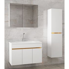 Alfa Banyo Viola3 S-115 CM MDF -Seramik Lavabolu Beyaz Banyo Dolabı