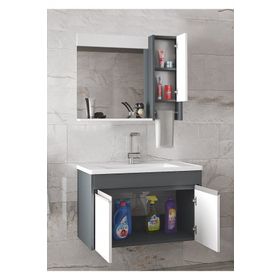 Alfa Banyo Visente-Oa 80 cm MDF Aynalı Lavabo Antrasit Beyaz Banyo Dolabı Takımı