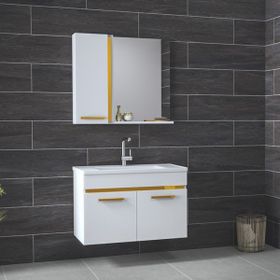 Alfa Banyo Yeni Gold Beyaz 65 cm Banyo Dolabı Takımı