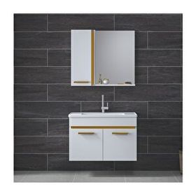 Alfa Banyo Yeni Gold Beyaz 80 cm Banyo Dolabı Takımı